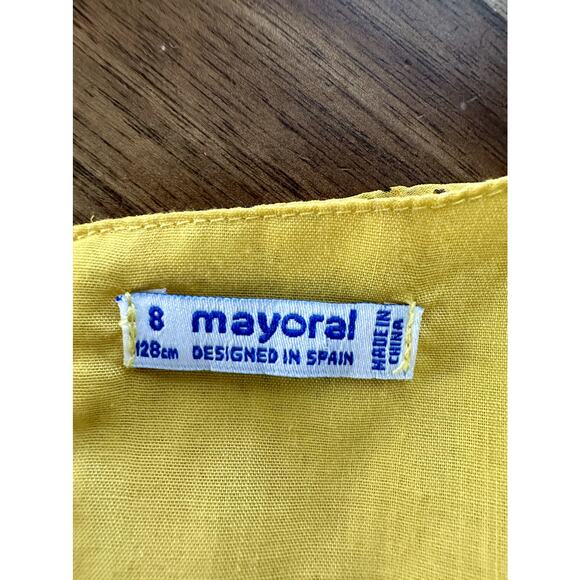 Mayoral Yellow Dot Sleeveless Ruffle Flounce Dress European Preppy Summer Spring - Picture 5 of 8